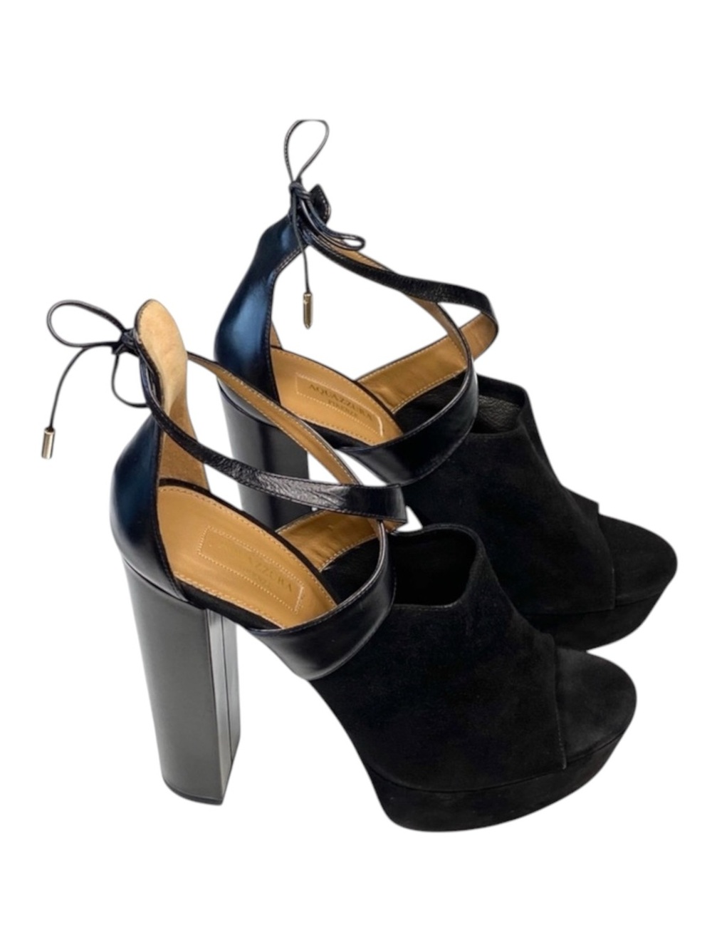 HTF: new Aquazzurra ☻︎ Kaya Plateau Platform Suede Sandals ☻︎ Red Carpet 40.5 10 - Picture 6 of 17